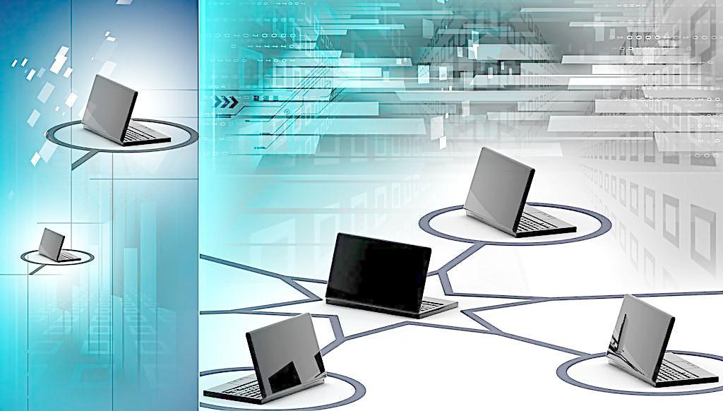 商务科技 以网络技术服务为核心的新时代背景图